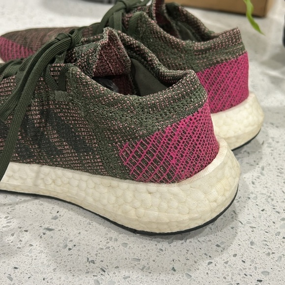 Adidas Pure Boost Go Womens Boost Running Shoe Night Cargo Green Maroon [B75668] - Picture 7 of 10